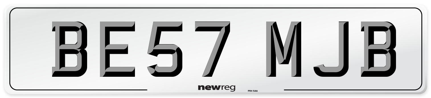 BE57 MJB Number Plate from New Reg